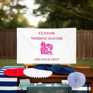 Red Black White Floral Banner   Elegant Party Back