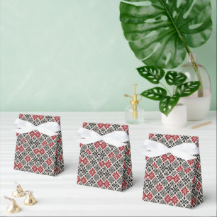 Red Black White Geometric Folk Pattern Favour Box