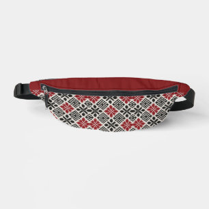 Red Black White Geometric Keffiyeh Folk Pattern Bum Bags