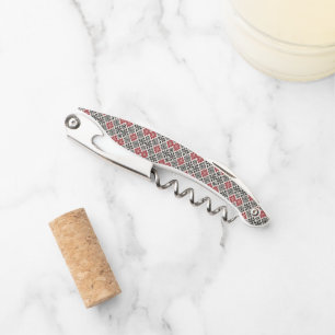 Red Black White Geometric Keffiyeh Folk Pattern Corkscrew