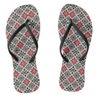 Red Black White Geometric Keffiyeh Folk Pattern