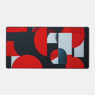 🔴⚫⚪ Red Black White Geometric Modern Office Decor Desk Mat