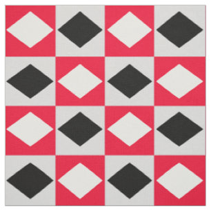 Red Black White Geometric Rhombus Diamond Fabric