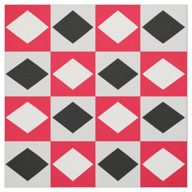 Red Black White Geometric Rhombus Diamond Fabric (Swatch)