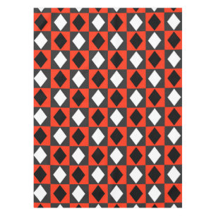 Red Black White Geometric Rhombus Diamond Tablecloth