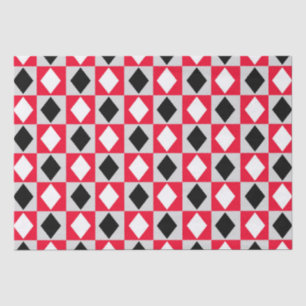 Red Black White Geometric Rhombus Diamond Tissue Paper