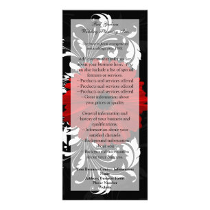 Red, Black, White Gerbera Daisy Menu, Program Rack Card
