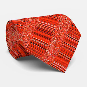 Red Black White Glitter and Stripes Tie