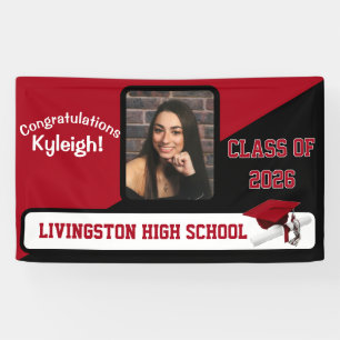 Red, Black, & White Graduation Banner