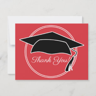 Red Black White Graduation Cap Thank You