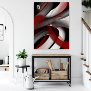 Red Black White Gray Abstract Canvas Print
