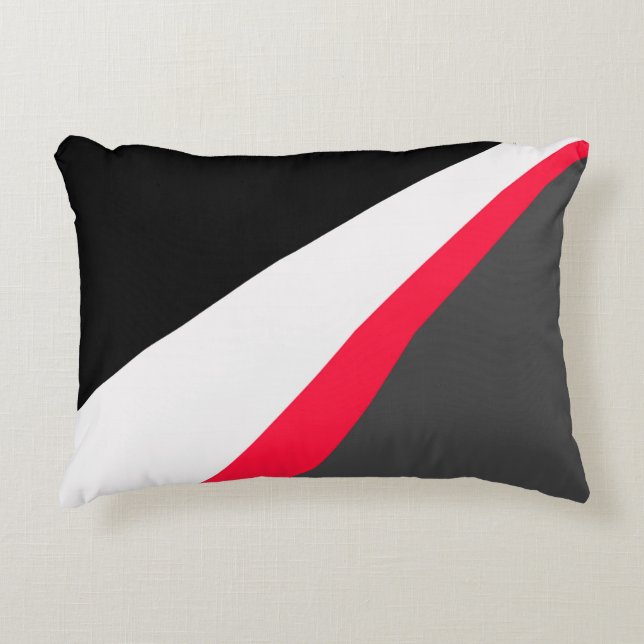 Red Black White Grey Pattern Decorative Cushion (Front)