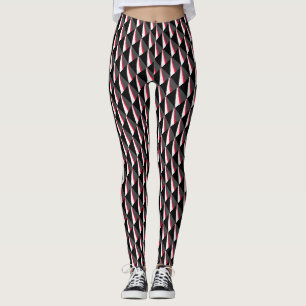 Red Black White Grey Pattern Leggings