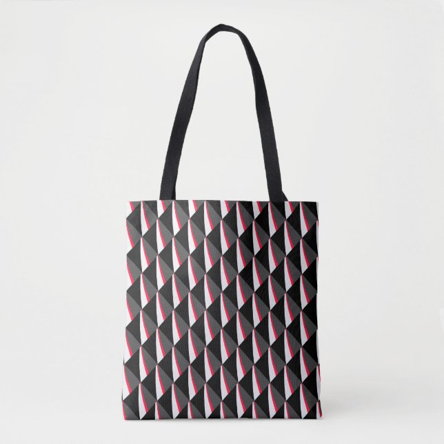 Red Black White Grey Pattern Tote Bag (Front)