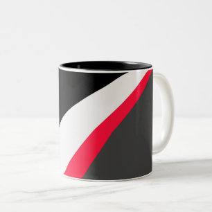 Red Black White Grey Pattern Two-Tone Coffee Mug
