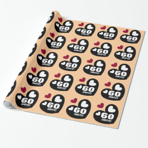 Red Black White Hearts 60th Birthday Custom V09B Wrapping Paper