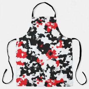 Red Black White Irregular Abstract Design Apron