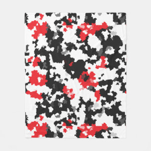 Red Black White Irregular Abstract Design  Fleece Blanket