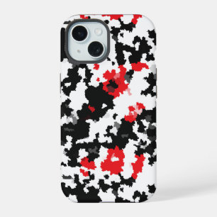 Red Black White Irregular Abstract Design  iPhone 15 Case