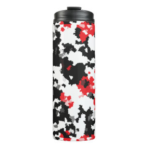 Red Black White Irregular Abstract Design  Thermal Tumbler