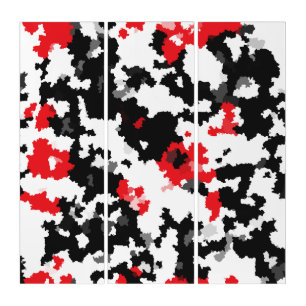 Red Black White Irregular Abstract Design  Triptych