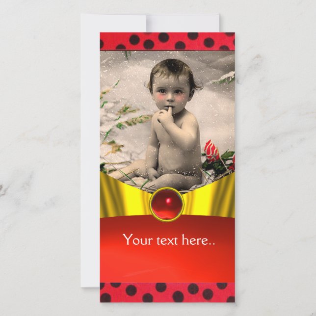 RED BLACK WHITE LADYBUG BABY SHOWER PHOTO TEMPLATE (Front)