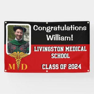 Red, Black, & White Medical School Graduation Banner