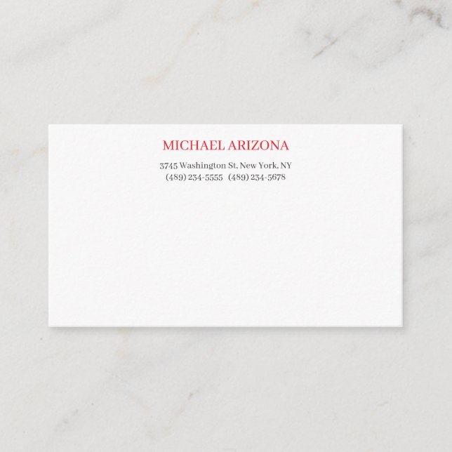 Red Black & White Minimalist Simple Plain Modern Enclosure Card (Front)