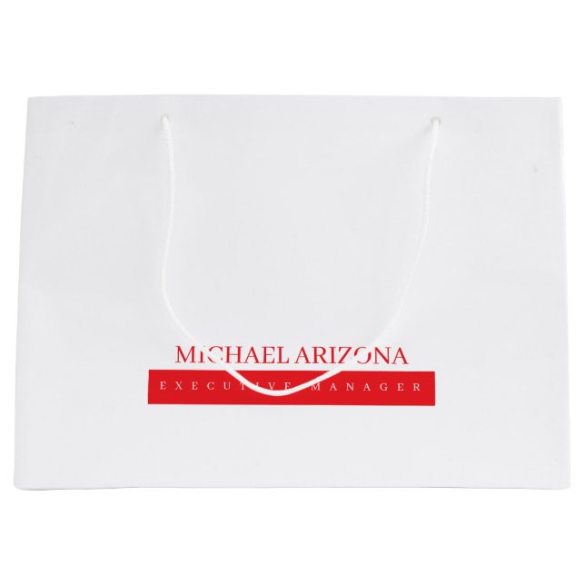 Red Black & White Minimalist Simple Plain Modern Large Gift Bag (Front)