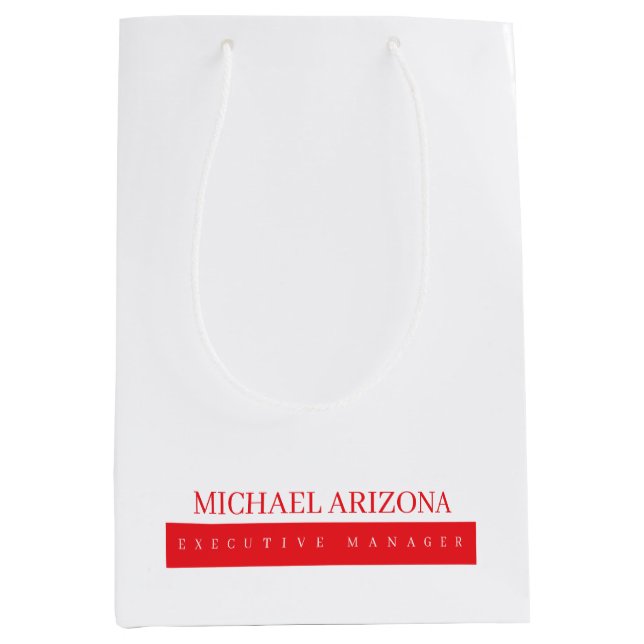 Red Black & White Minimalist Simple Plain Modern Medium Gift Bag (Front)