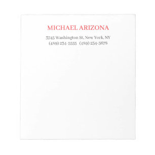 Red Black & White Minimalist Simple Plain Modern Notepad