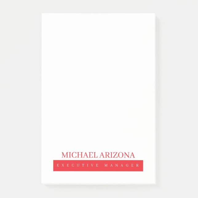 Red Black & White Minimalist Simple Plain Modern Post-it Notes (Front)