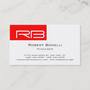 Red Black White Monogram Manager Business Card