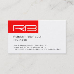 Red Black White Monogram Manager Business Card