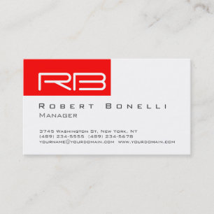 Red Black White Monogram Manager Business Card