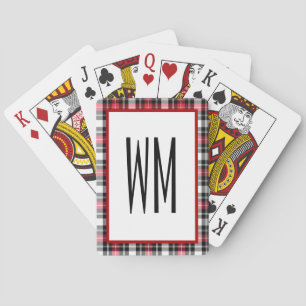 Red Black White Monogram Playing Cards
