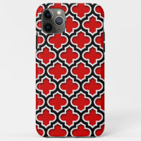 Red Black White Moroccan Quatrefoil Pattern #5DS