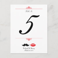 Red, Black & White Moustache & Lips Damask Wedding