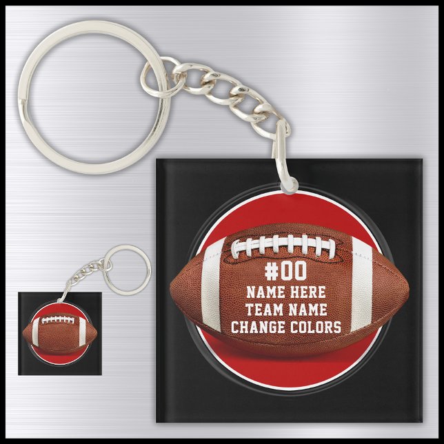 Red, Black, White, Personalised Football Keychains (Creator Uploaded)