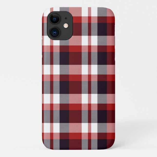 Red Black White Plaid Case-Mate iPhone Case (Back)