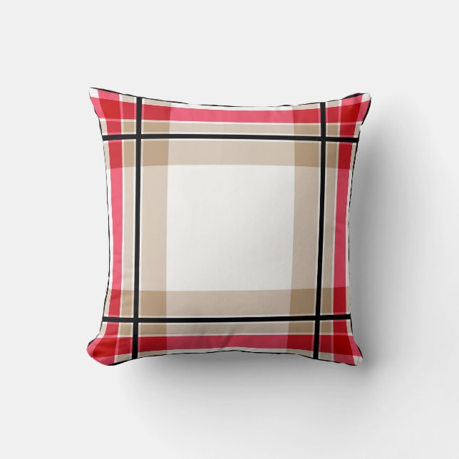 Red black white plaid cushion (Front)
