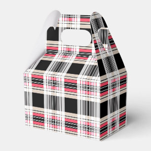 Red black white plaid favour box