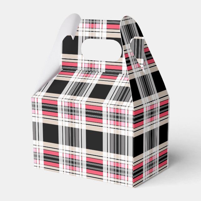Red black white plaid favour box (Back Side)