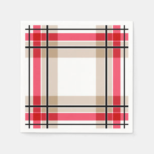 Red black white plaid napkin