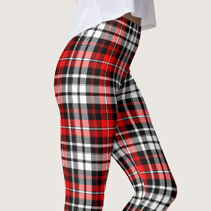 Red Black White Plaid Tartan Pattern Design Leggings