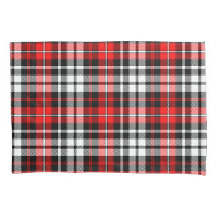 Red Black White Plaid Tartan Pattern Design  Pillowcase