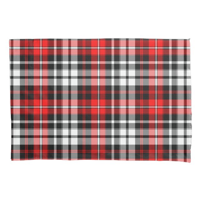 Red Black White Plaid Tartan Pattern Design  Pillowcase (Front)
