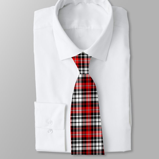Red Black White Plaid Tartan Pattern Design  Tie (Creator Uploaded)