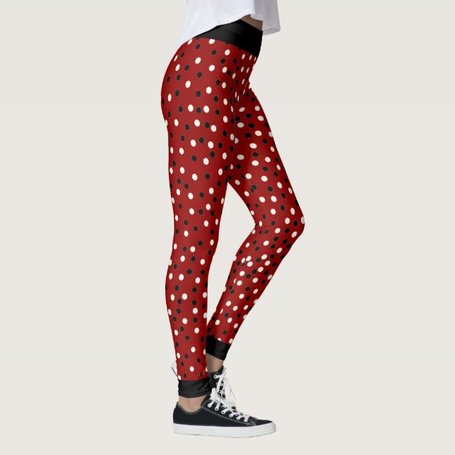 Red Black & White Poke A Dot leggings (Right)