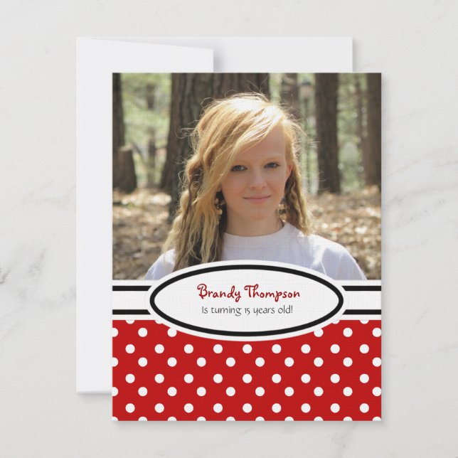 Red, Black & White Polka Dot Party Invitation (Front)